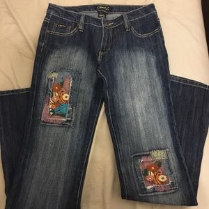 Floral patch jeans